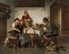Adolf Eberle, Return from the hunt, oil on canvas