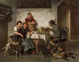 Adolf Eberle, Return from the hunt, oil on canvas