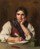 Emma Edle V. Seehofen Müller, The love letter, oil on canvas