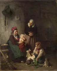 Rudolf Epp, Food for the rabbits, 1871, oil on canvas, unframed