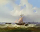Josef Püttner, Ships on stormy sea, 1849, oil on canvas