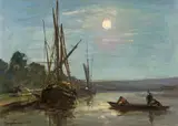 Johan Jongkind, Fishing boats by moonlight, 1859, oil on canvas