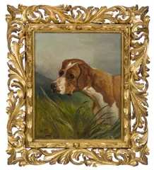 Anton Weinberger, Hunting dog, 1886, oil on canvas