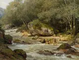 Hugo Darnaut, River landscape (Raabklamm), oil on canvas on cardboard