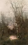 Adolf Kaufmann, Landscape in fall, oil on panel