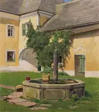Ferdinand Brunner, Yard monastery in Grünau, Upper Austria, c. 1920, oil on canvas