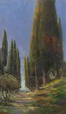 Lea von Littrow, Cypresses near Ragusa, 1901, oil on canvas on cardboard