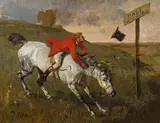 Julius von Blaas, Abrupt stop, oil on canvas