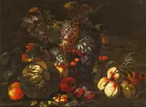 Still live with fruits by attributet to Giovanni Battista Ruoppolo, oil on canvas, sold Nov 2015