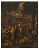 attributet to Scipione Compagno, The martyrdom of St. Catherine, oil on canvas, unframed