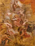 Peter Paul Rubens Studio or Follower of, The Wise Rule of King James I of England and Scotland, oil on panel