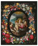 Jan Brueghel the Younger, Flower-cartouche with Madonna and the Child