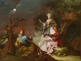 Nightly music lesson by circle of Franz Anton Maulbertsch, oil on canvas, offered Nov 2015