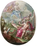 Mythological Scene by circle of Daniel Nikolaus Chodowiecki, c. 1750, enamel painting on copper, offered Nov 2015