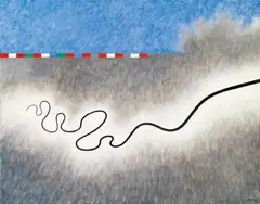 Two lines by Herbert Bayer, 1964, oil on canvas, sold Oct 2015