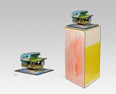Lorenz Estermann, Betty´s House, 2009, model house with base; various materials: wood, cardboard, paint, pencil, coloured pencil