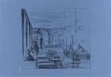 Georg Eisler, Im Cafè, 1975, charcoal on paper