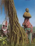 Benedetto Fellin, Masken, 2001, pastel on paper