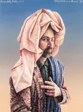 Benedetto Fellin, Selbstbildnis in Rosa, 2004, gouache on paper