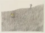 Paul Flora, Landschaft mit Huhn und Scheuche