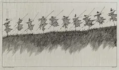 Scheuchenparade by Paul Flora, 1997, India ink on paper, sold Oct 2015
