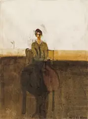 Untitled by Giselbert Hoke, 1981, mixed media on paper, sold Oct 2015