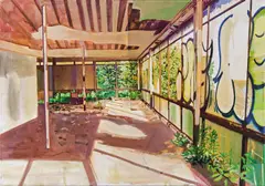 Moni K. Huber, Ruine Motel Panorama II, 2014, oil, paper on canvas