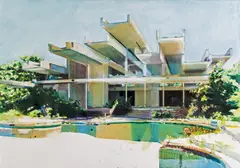Moni K. Huber, Ruine Hotel Haludovo I, 2014, oil, paper on canvas
