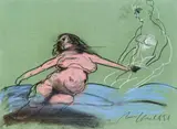 Alfred Hrdlicka, Der Fehltritt der Kallisto, 1990, red chalk and chalk on paper