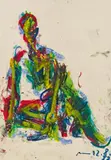 Otto Muehl, Figure, 1982, mixed media on paper