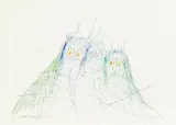 Gustav Peichl, 3 alte Geister mit Brille!, 2008, coloured pencil on paper; unframed