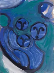 Untitled  (three heads) by Hubert Schmalix, 1982, mixed media on paper; unframed, sold Oct 2015