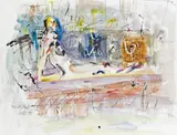 Millstadt by Hans Staudacher, 1995, mixed media on paper, sold Oct 2015