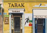 Franz Zadrazil, Tabak Trafik am Jakominiplatz, Graz, 1988, mixed media on paper