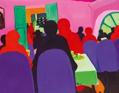 Robert Hammerstiel, Cafe in Brüssel, 2008, oil on canvas