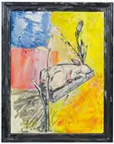 Son by Christian Ludwig Attersee, 1988, acrylic, varnish and color crayon on canvas, offered Oct 2015