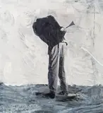 Franz West, Vorstudie zu Plakatentwurf, 1987, mixed media on photographic paper; unframed