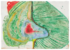 Friedensreich Hundertwasser, Chemin A Travers Une Fleur, 1958, watercolour, zinc white, fishglue on brown paper