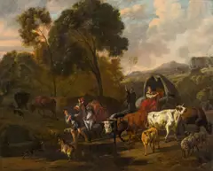 Adriaen van de Velde, Travellers in a montainous landscape, oil on canvas