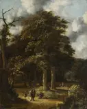 Elegant couple on a forest path by Roelof Jansz van Vries, oil on canvas, sold Jun 2015