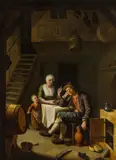 Johann Jakob Mettenleitner, Family with child, oil on panel
