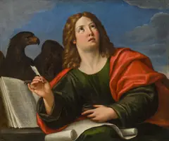 Francesco Albani, Saint John the Evangelist with eagle, oil on canvas