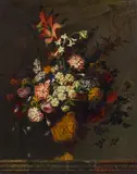 Jean-Baptiste Belin, Bouquet of flowers in a sculpted vase, c. 1700, oil on canvas