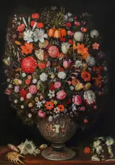 Jan Brueghel the Younger, Still life with flowers in a sculpted vase, c. 1630, oil on panel