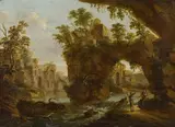 Johann Hieronymus Hirschmann, Landscape with ruins, 1762, oil on panel
