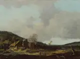 Wide landscape by attributet to Johann Christian Brand, oil on panel, offered Jun 2015