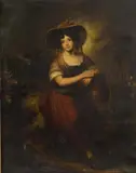 Girl with a hat by circle of Sir Joshua Reynolds, c. 1800, oil on canvas, sold Jun 2015