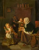 follower of Jan Steen, Saint Nicholas Eve (Sint Nikolaasfeest), oil on panel