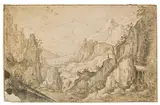 Mountainous landscape by follower of Joos de Momper, ink, watercolour on paper, sold Jun 2015
