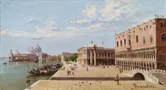 Antonietta Brandeis, Venice, view of the Canal Grande and the Doge's Palace, oil on panel